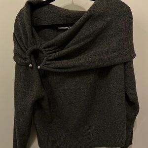 Zara Cozy Gray Off-Shoulder Sweater | Size Small